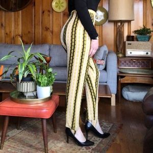 Vintage 1950s 1960s Yellow Black Plaid Pants